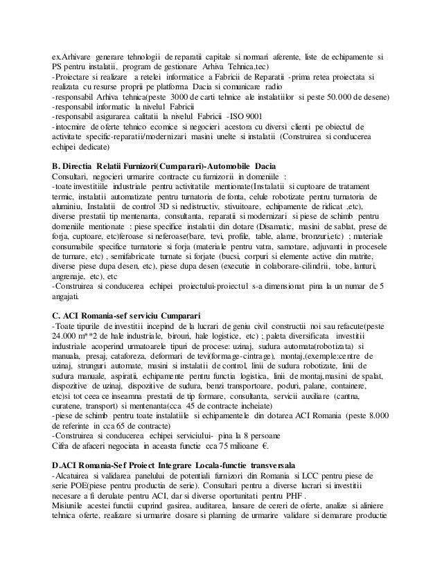 curriculum vitae uzina dacia curriculum vitae uzina dacia